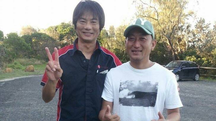 Tadashi Nakahara, left, who was killed by a shark in February.