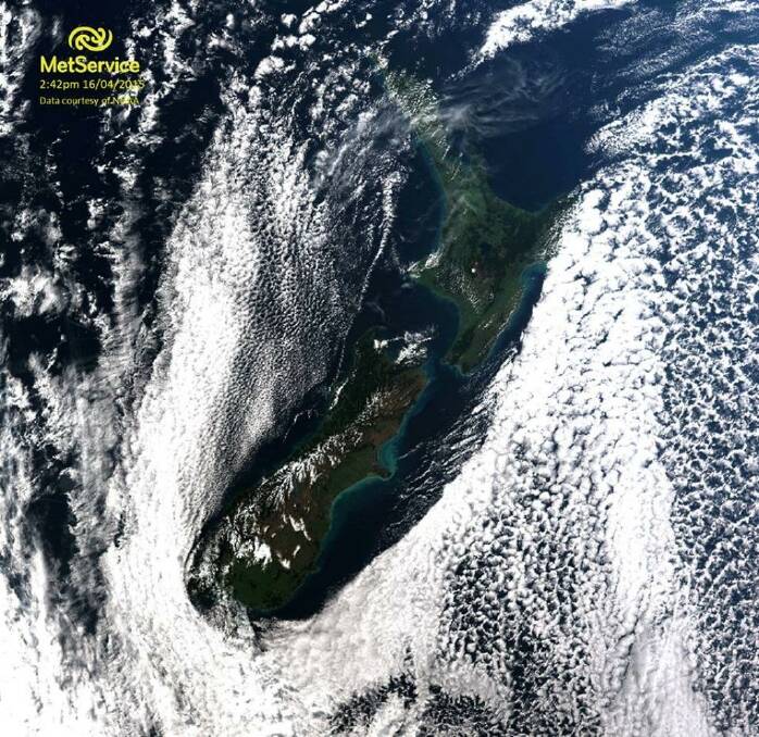 Cloud shadow makes for a sunny day over New Zealand Photo: MetService