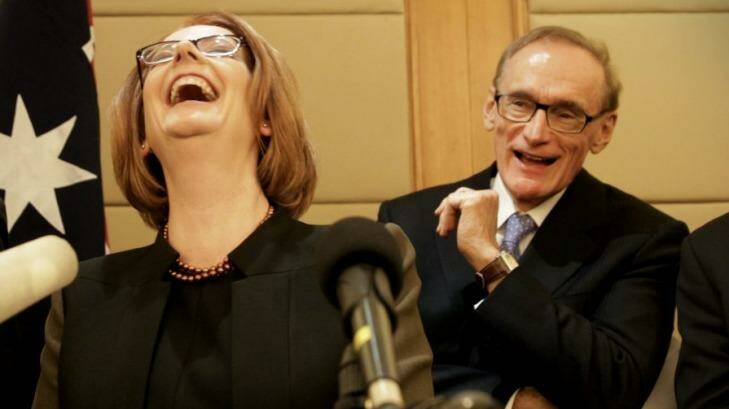 Former prime minister Julia Gillard with former foreign minister Bob Carr in April 2013. Photo: Andrew Meares