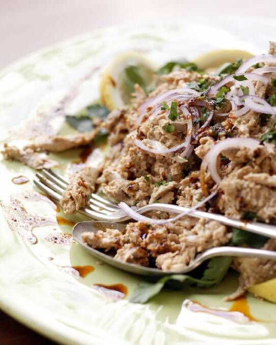 Stephanie Alexander's Circassian chicken salad <a href="http://www.goodfood.com.au/good-food/cook/recipe/circassian-chicken-salad-20111018-29wxg.html"><b>(recipe here).</b></a> Photo: Marina Oliphant