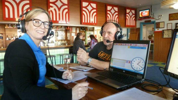 Clare Blake broadcasting from Winton earlier this year.