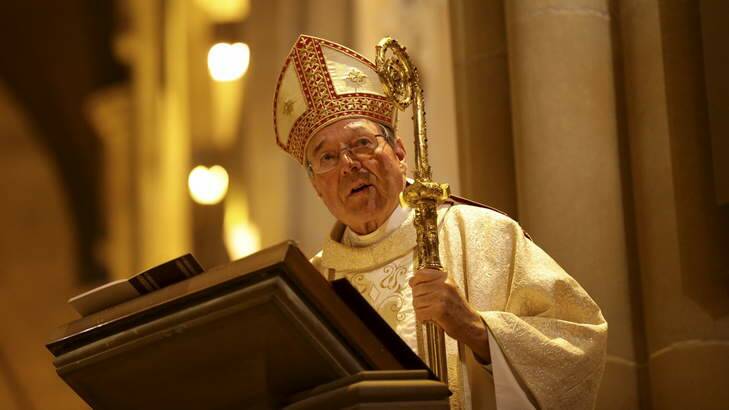 Cardinal George Pell gives mass at St Mary's Cathedral on Thursday. Photo: Wolter Peeters
