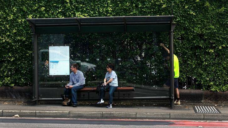Seeking shade: Councils across Sydney are working to find "cooler" and "smarter" bus shelters. Photo: Ben Rushton