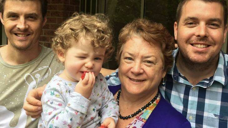 Jo-Ann Thwaites pictured with her son Johnathan, left, Nick, right and grand-daughter Cassie. Photo: Facebook