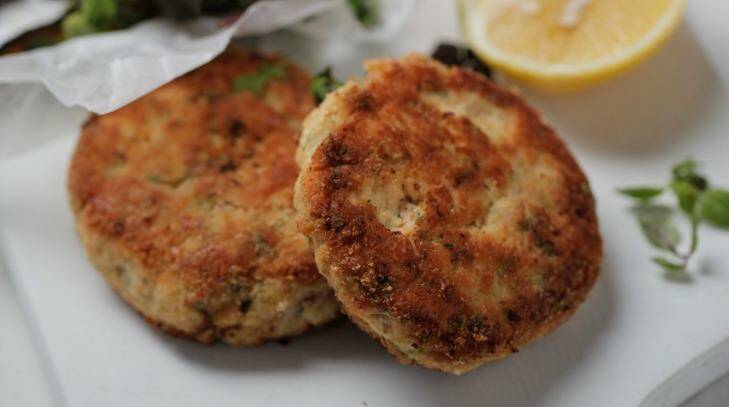 Serve these salmon burgers with sweet potato chips or a side salad. Photo: Supplied