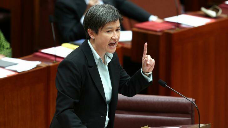 Labor senator Penny Wong during the censure motion in the Senate. Photo: Alex Ellinghausen