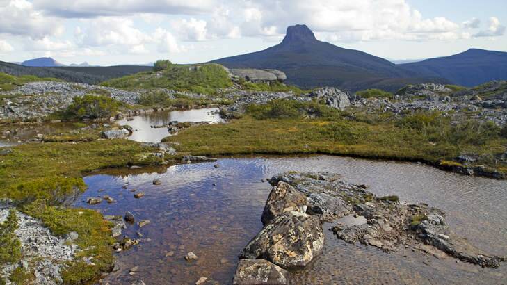 The Overland Track: a tarn on the approach to Barn Bluff. Photo: Andrew Bain