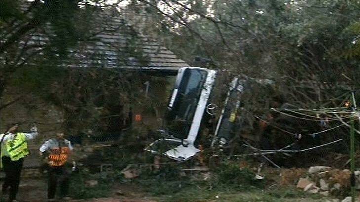 The scene of the truck crash in Wahroonga. Photo: Channel Nine