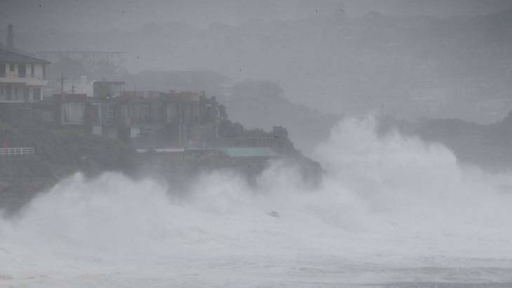 Massive waves hit Lurline Bay, Sydney.  Photo: Peter Rae