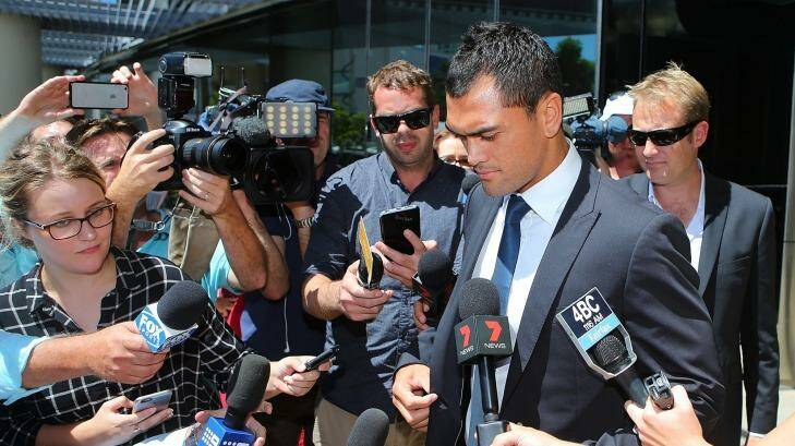 Karmichael Hunt leaves Southport Magistrates Court on Thursday. Photo: Chris Hyde/Getty Images