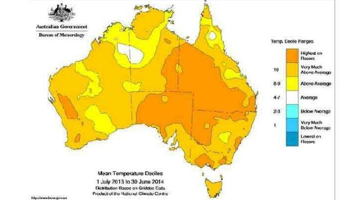 Almost the whole country has been warmer than average. Photo: BoM