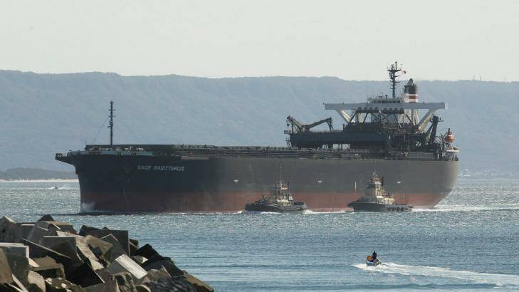 The coal carrier Sage Sagittarius being diverted to Port Kembla in September, 2012. Photo: Dave Tease