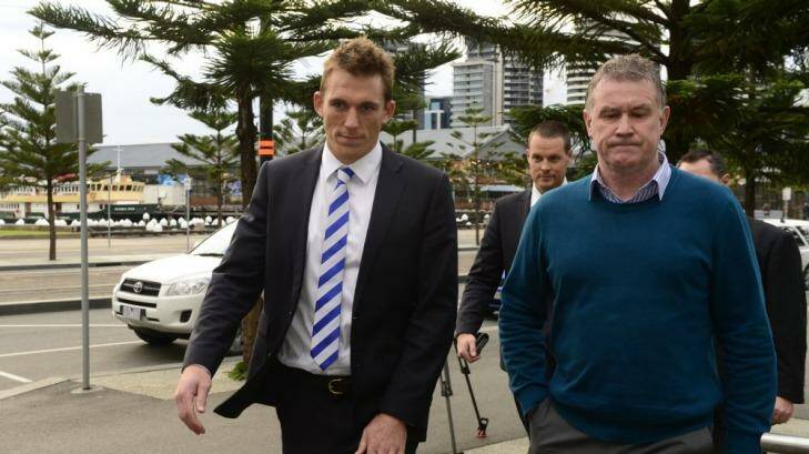 Drew Petrie arrives at the AFL tribunal Photo: Justin McManus