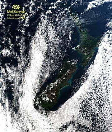 Cloud shadow makes for a sunny day over New Zealand Photo: MetService