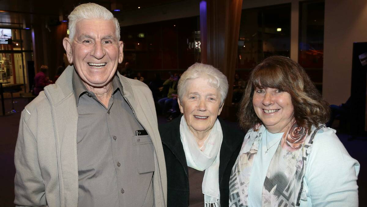 Kevin King, with his wife Pat and daughter Maree, at a concert at the Canberra Theatre in 2015. Photo: Jeffrey Chan.