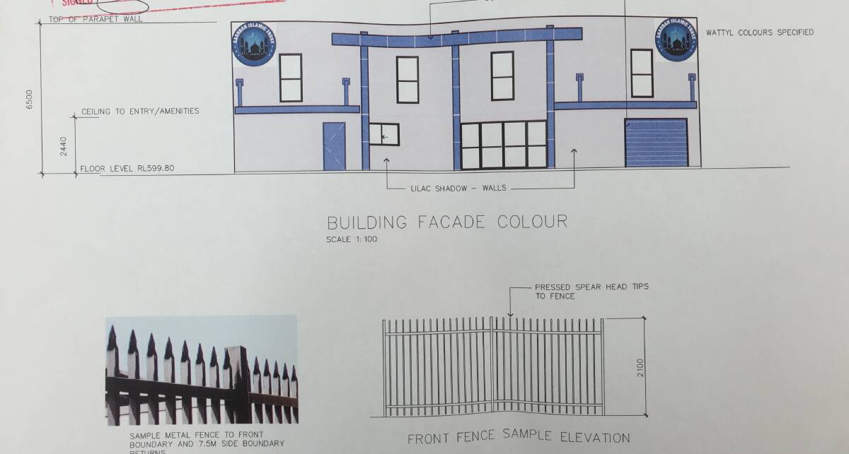 Plans for a mosque in Queanbeyan from the development application documents.