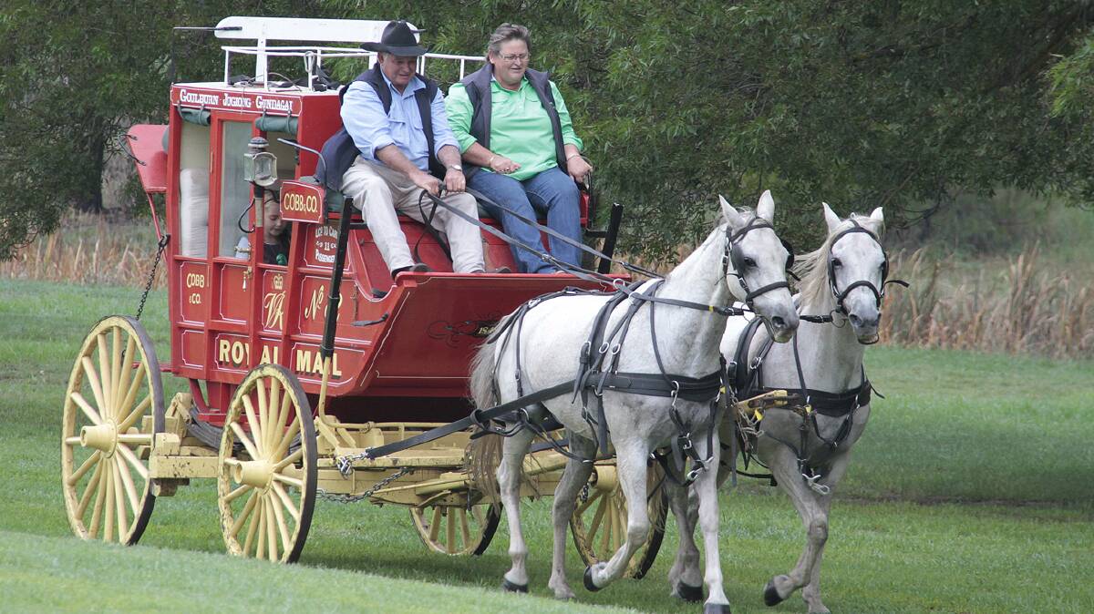 COOTAMUNDRA: The horse and cart was a big hit at the fair with Ronnie Dowell of Gundagai at the reins and Colina Meadows of Cootamundra beside him. 