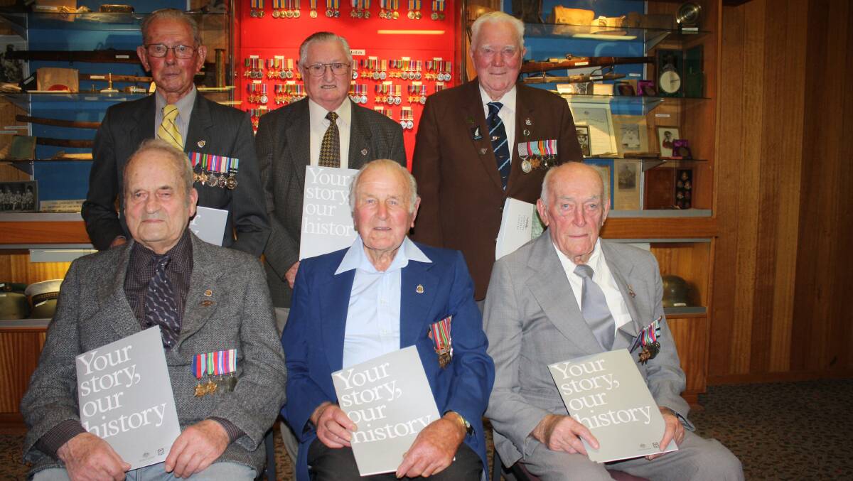 CROOKWELL: Last week six of Crookwell’s World War II Veterans were joined with their family members to receive their service records from the National Archives. WWII Veterans (Back l-r): Jack Druett, Merv Corcoran, Arthur Benson DFM, (Front l-r): Ken Anderson, Maurice Woods and Ray Clements. Photo Bronwyn Haynes Crookwell Gazette.