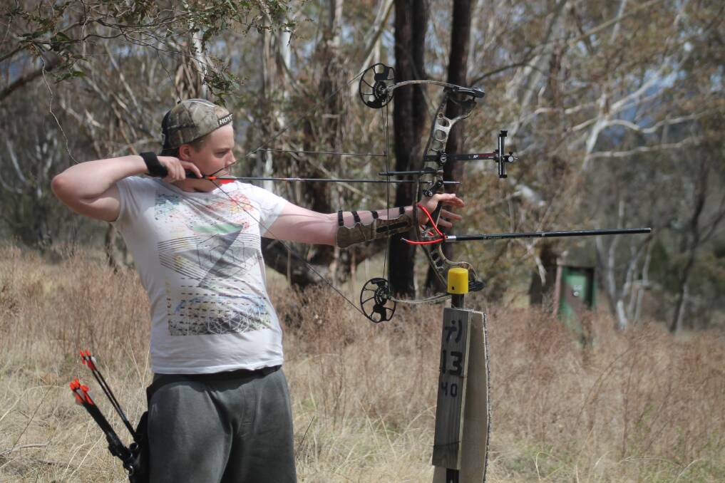 Monaro Archers' shooter Aidan Shelley lines up a shot at NSW State Field titles last Sunday. Photo: Joshua Matic.