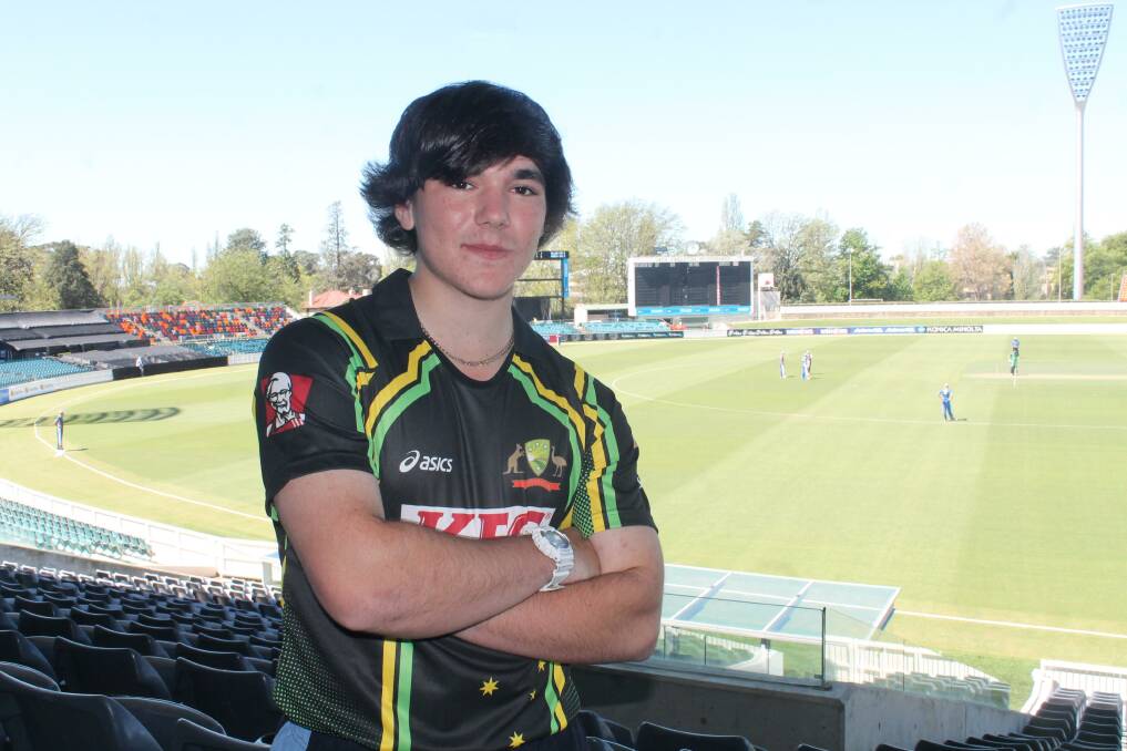 Queanbeyan District Cricket Club recruit Wade Burrowes, who is also off to New Zealand for the under 20s indoor cricket world cup. Photo: Joshua Matic.