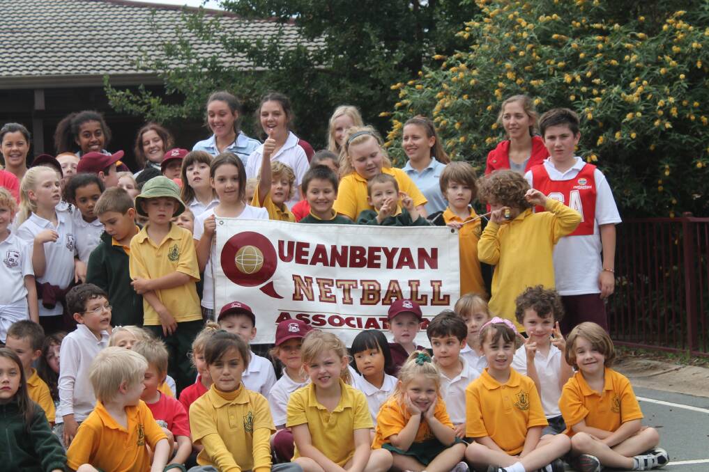 Students at Queanbeyan Public got involved with the Queanbeyan Netball Association. Photo: Joshua Matic.