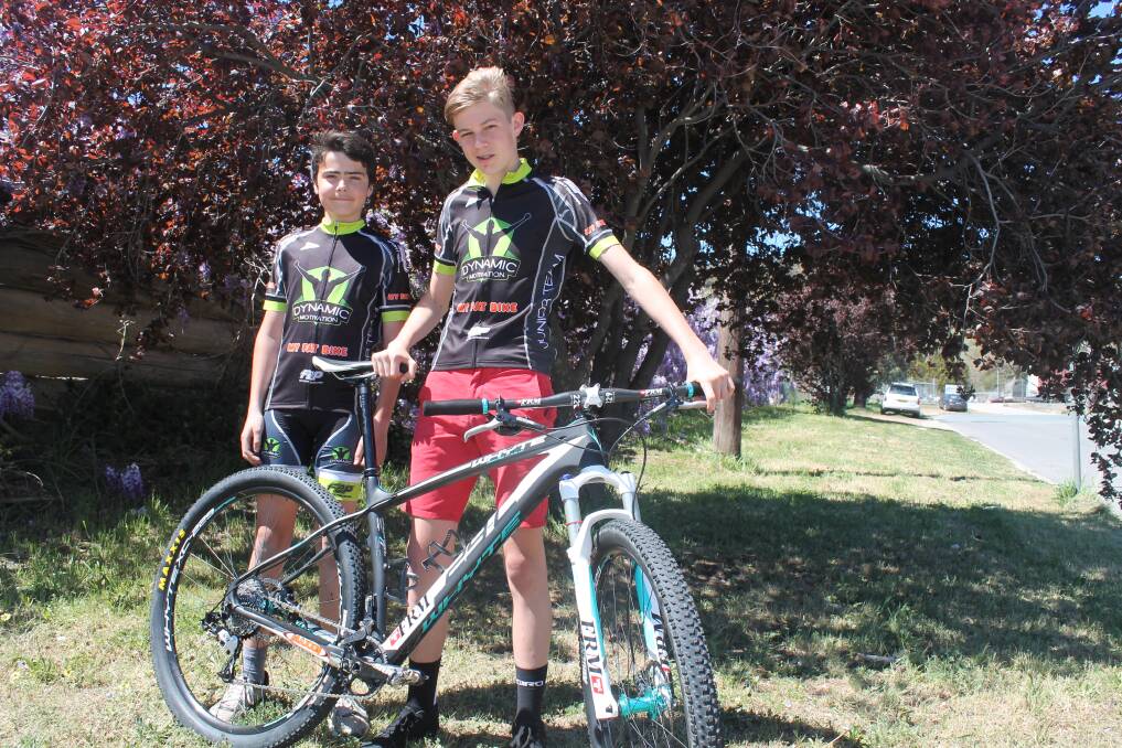 Junior Queanbeyan mountain bike riders Joseph Simpson and Conner Maclachlan are looking at big futures after their triumph of the Scott 24hr race a fortnight ago. 													        Photo: Joshua Matic.