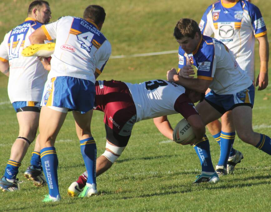 Queanbeyan Kangaroos centre Robbie Byatt during his men's first of two straight draws against the Goulburn Workers Bulldogs a fortnight ago. Photo: Joshua Matic.
