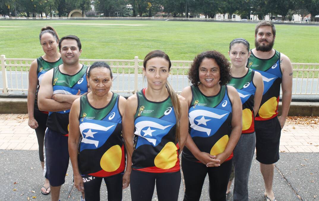 Members of the Queanbeyan Deadly Runners (L-R): Cara Murray, Brendan Oldfield, Annette Christou, Georgia Gleeson, Tamsin Porter, Katherine Oldfield and Aaron West. Photo: Steph Konatar.