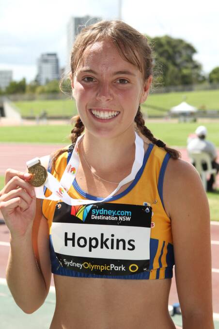 Hopkins placed first in the U/18 women's 400m hurdles at the Australian National Junior Championships. Photo: Supplied.