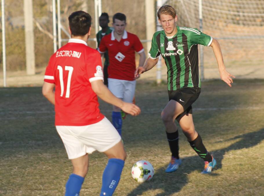 Alex Tilley in action during the Panther's 4-1 loss to Canberra on Sunday. Photo: Steph Konatar.