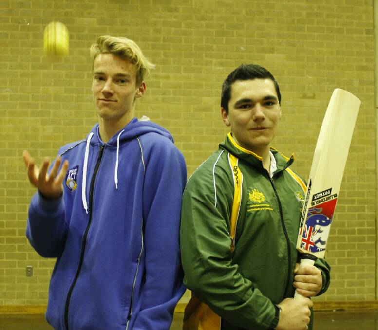 Tyler Van Luin and Wade Burrowes will be travelling to Queensland later this month to play in the under 17s Australian Indoor Cricket World Series. Photo: Steph Konatar.