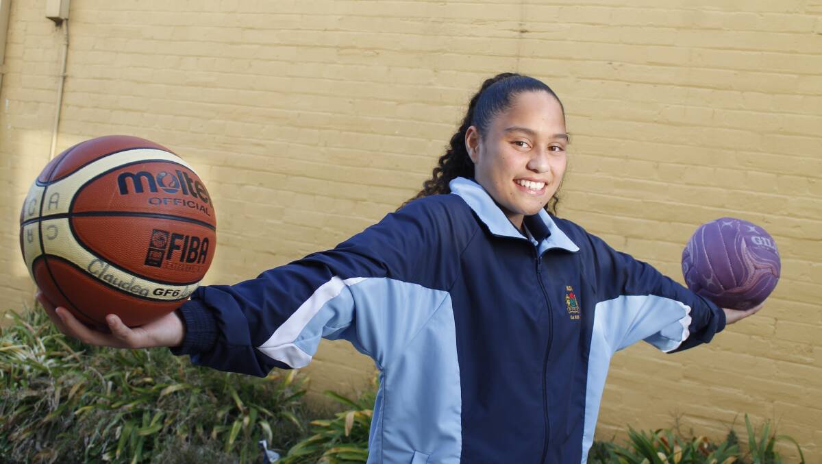 Queanbeyan Primary School student Claudea Andrews has made the NSW basketball and netball squads. Photo: Steph Konatar.