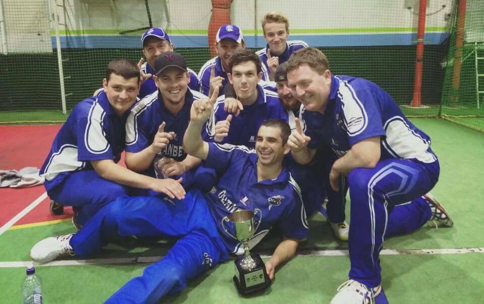 The first grade Queanbeyan Indoor Cricket team after their Brad Bretland Cup grand final win. Photo: Supplied.