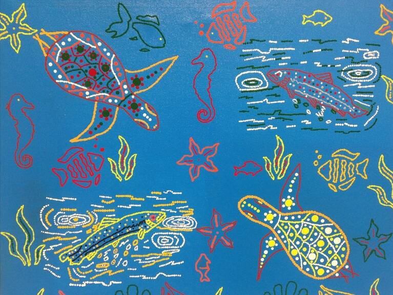 'Goanna, turtle and fish' by artist David Ford.
