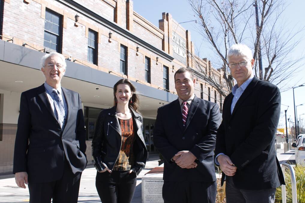 Pegrum Judd director and competition adviser Elisabeth Judd with Queanbeyan Business Chamber vice presidents Steve Stavreas (left) and Steve Bartlett (right) and president Jamie Cregan.