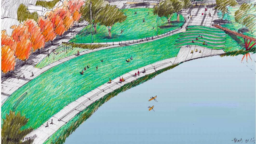 Design concept images for riverside upgrades, as published in Council's most recent 'City Life' edition.
