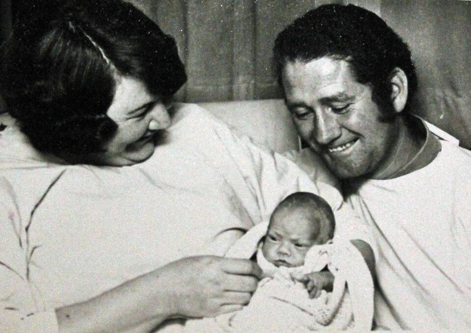 Proud parents Jill and Bevan Webb with baby Natalie in early 1975. Natalie was born 14 weeks premature and weighed just 850 grams.