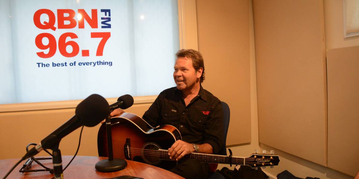 Troy Cassar-Daley in the QBN-FM studio. Photo: Ron Aggs