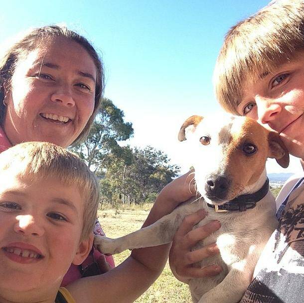 Margaret with her brood - Anthony, 6, Molly the Jack Russell and Peter, 13. Photo: @margheff.