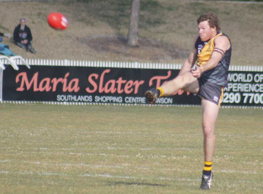 Tigers captain Andrew Swan kicked two goals in the club's 161-point win over the Demons. Photo: Steph Konatar.