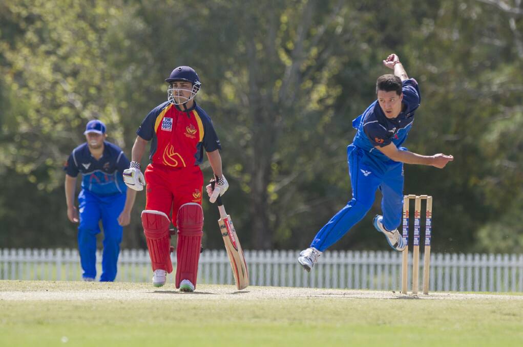 Queanbeyan bowler Guy Gillespie will line up for the Twenty20 final this weekend. He is pictured here bowling against Tuggeranong in a game earlier in the season. Photo: Jay Cronan.