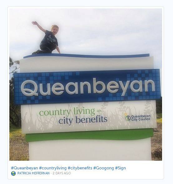 A novel way of striking a pose with the town sign. Photo: Instagram / Patricia Heffernan.
