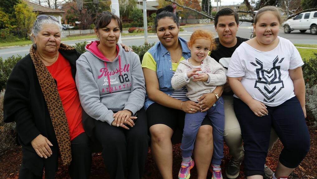 Three generations of the Brown family celebrate Reconciliation Day together. Pictured is Louise Brown, Nevada Brown, Justine Brown with Leilani Bosworth, Jed Brown and Kelsea Brown.    