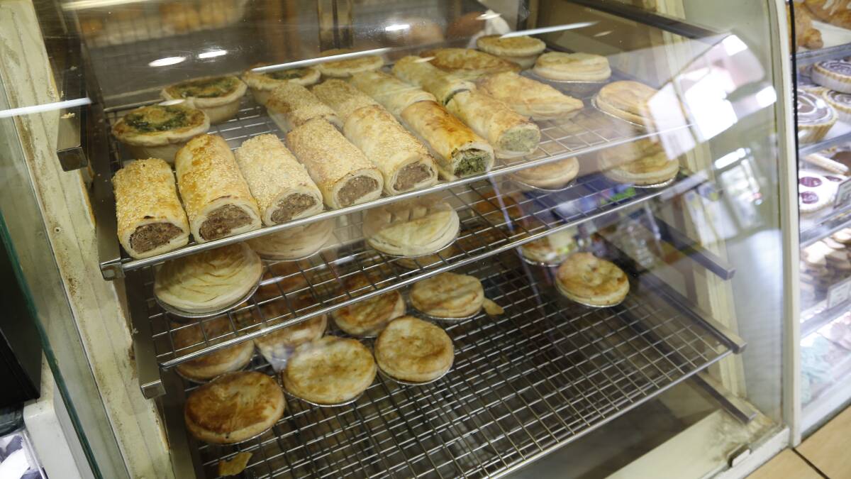 The pie cabinet at Karabar Bakery. 