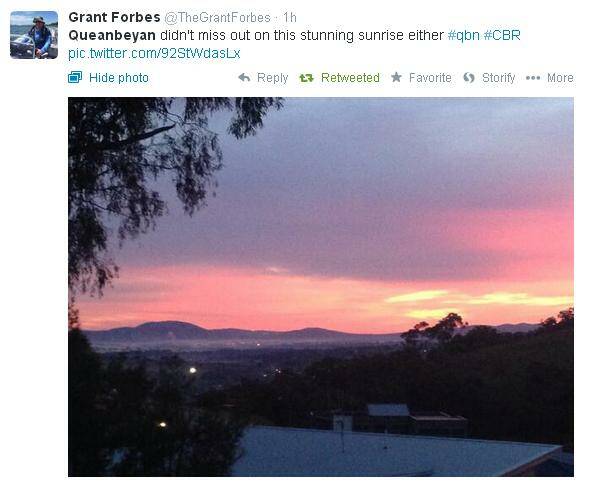 Queanbeyanite Grant Forbes captured this lovely sunrise on the morning of Thursday, June 12. Photo: Instagram / @TheGrantForbes.