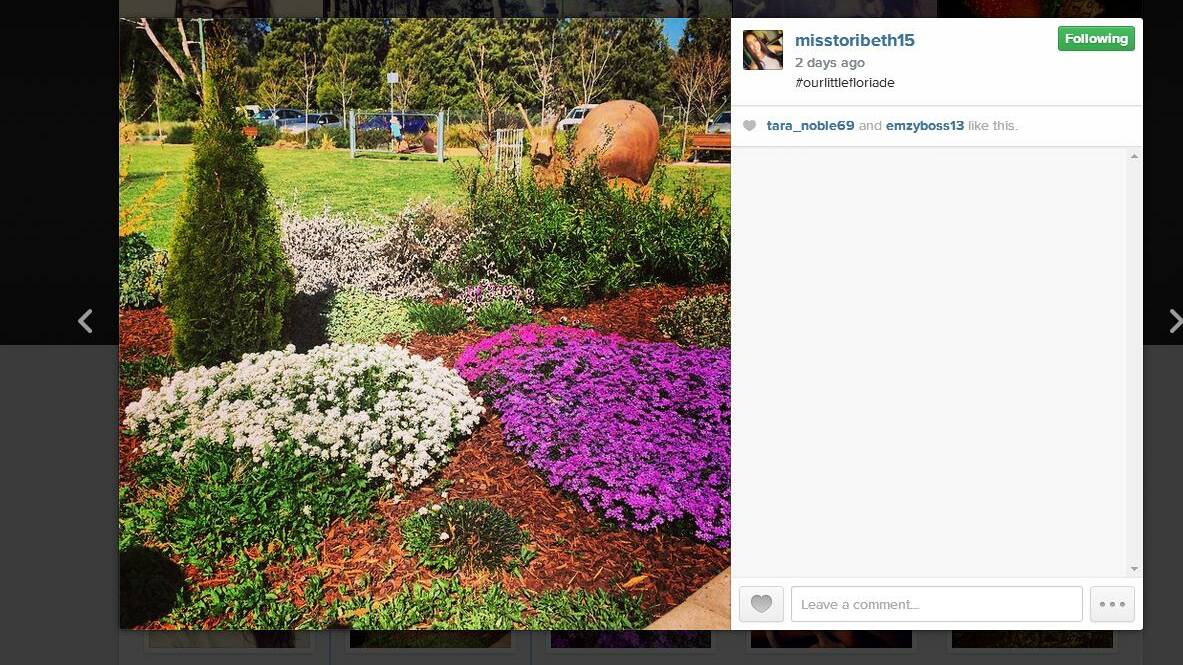 Queanbeyan's Morty the Snail gets some new flowery friends this spring. Photo: Instagram / misstoribeth15.
