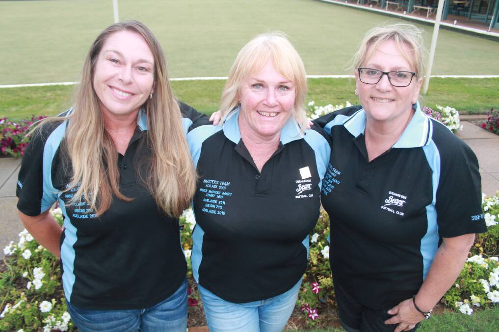 Life members of the Bears Karen Nicholls, president Fran Sweeny, and Robyn Ebsworth will all be starring in another installment of masters softball when they travel to Auckland in 2017. Photo: Gemma Varcoe.
