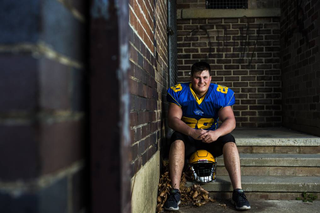 Shawn Stewart has been selected to play for Australia in the Gridiron Junior World Championships. Photo: Jamila Toderas. 