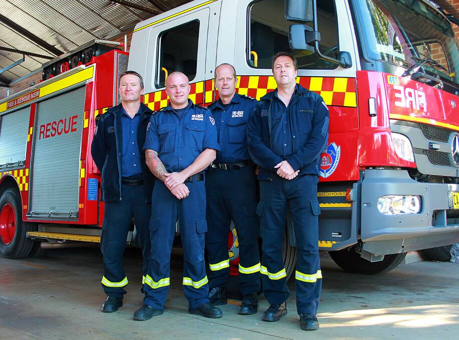 Queanbeyan firefighters Richard Hoffman, Rick Buechner, Mark Beachcroft and Geoff Broman. Photo: Gemma Varcoe.