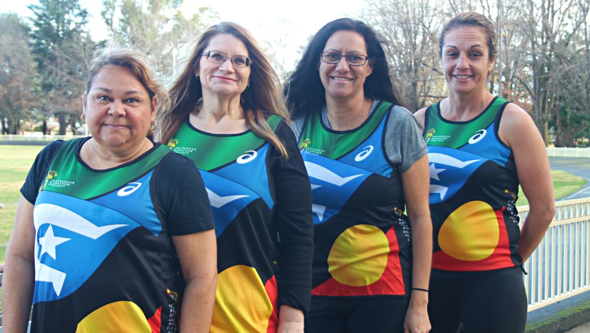 Queanbeyan Deadly Runners Rosie Whitehead, Julia Smith, Louise Lippitt and Raelene Thornton have all been selected to run laps of the sacred Uluru. Photo: Gemma Varcoe